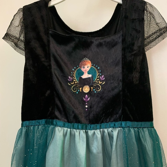 Disney Frozen Kids Anna Nightgown Dress - Black and Teal - Picture 2 of 6